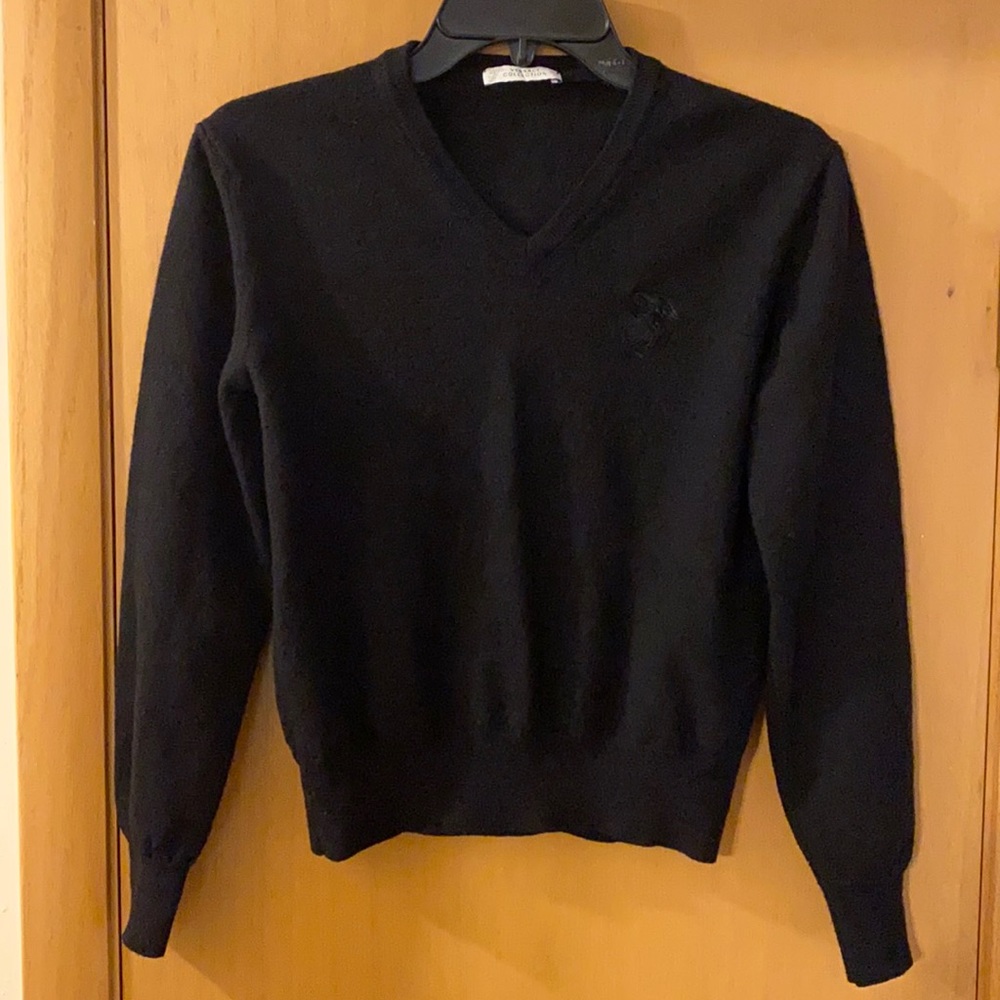 Versace Collection Wool V Neck Pullover Sweater Medusa Black S-M